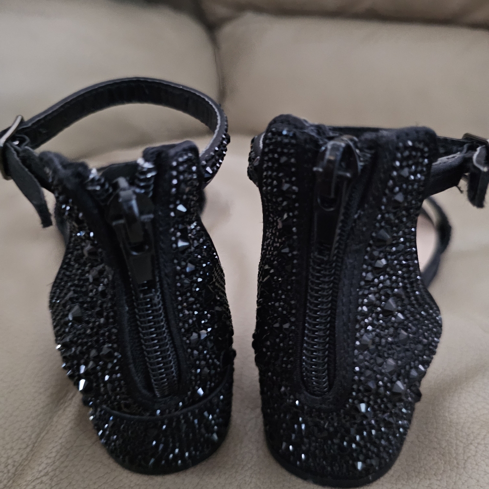 Chic Black Kids Dress Shoes with Sparkling Details